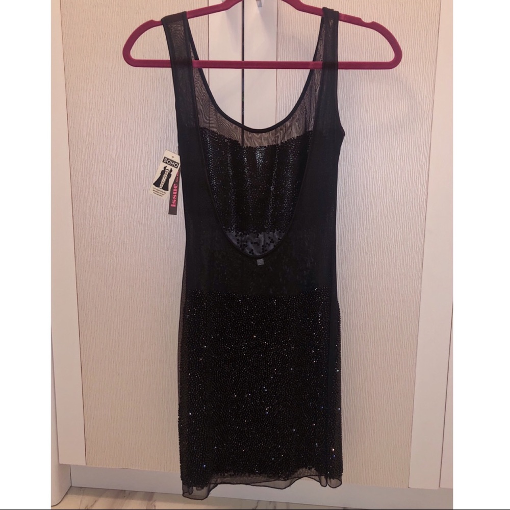 Black Rhinestone Mini Dress - Picture 4 of 4